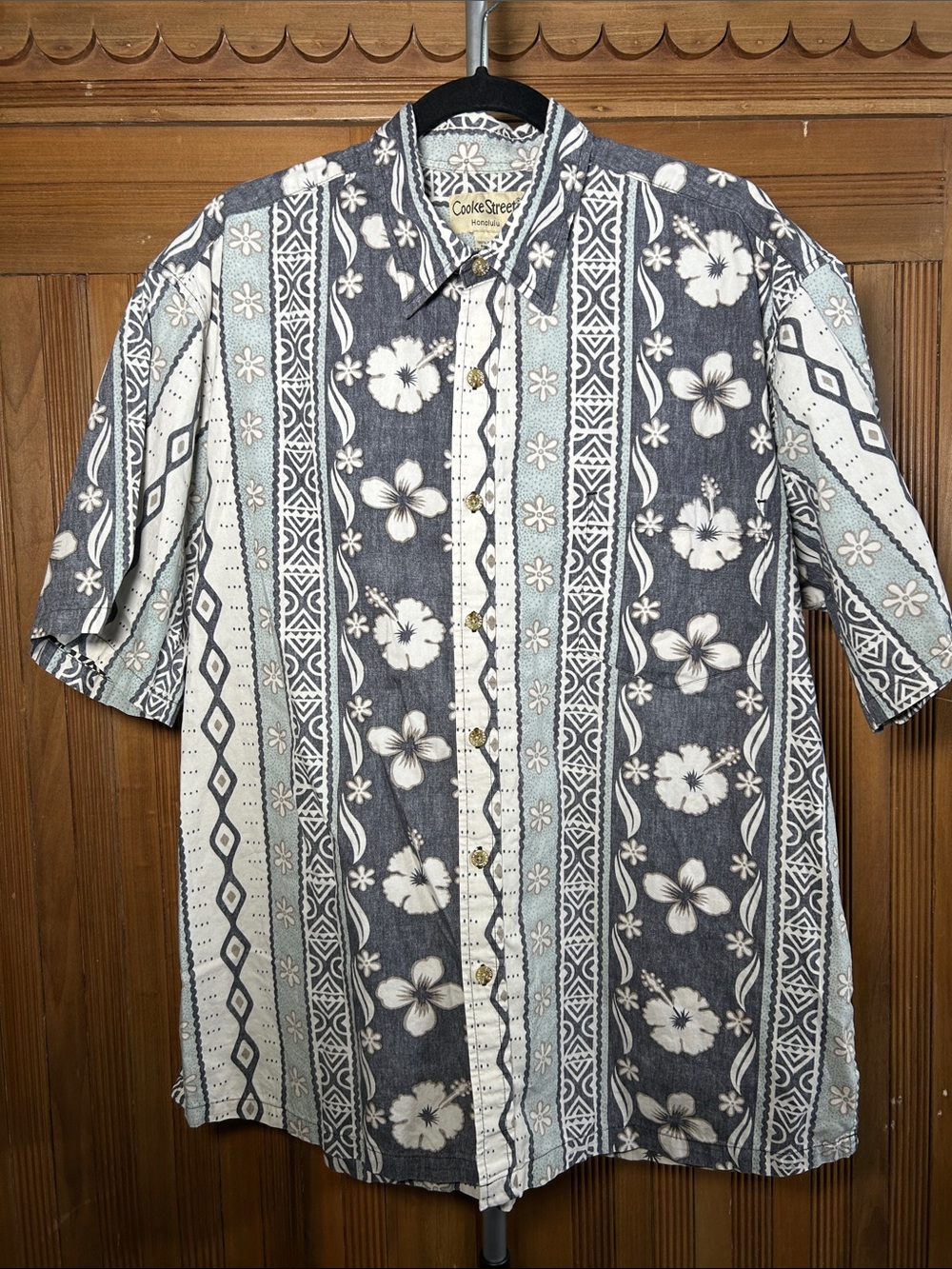 Cooke Street Honolulu Blue Floral Hawaiian Button-Up Shirt Men’s Size XL
